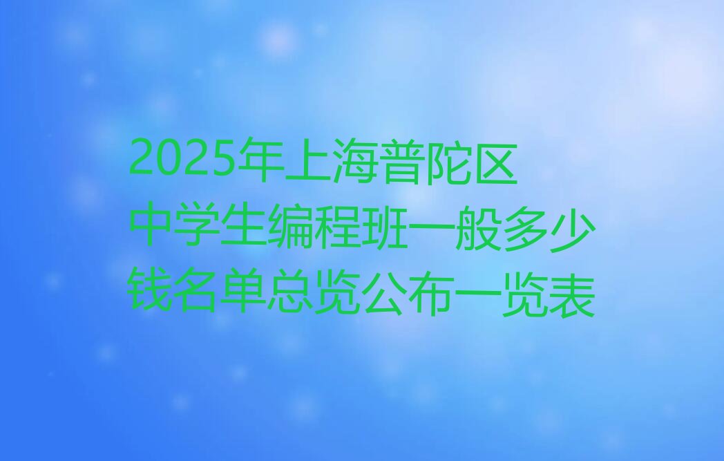十大2025年上海普陀区中学生编程班一般多少钱名单总览公布一览表排行榜