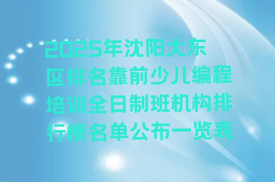 沈阳大东区少儿编程培训