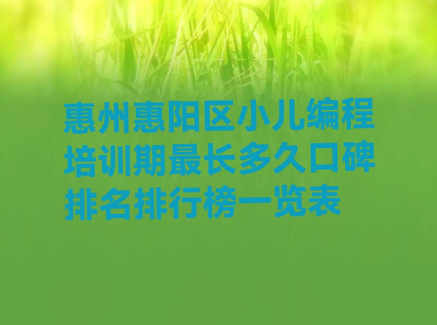 惠州惠阳区沙田镇小儿编程培训学校