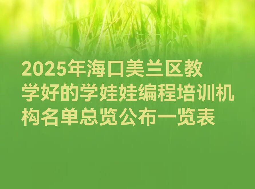 十大2025年海口美兰区教学好的学娃娃编程培训机构名单总览公布一览表排行榜