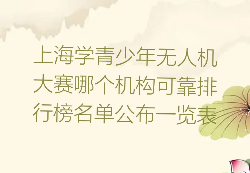 十大上海学青少年无人机大赛哪个机构可靠排行榜名单公布一览表排行榜