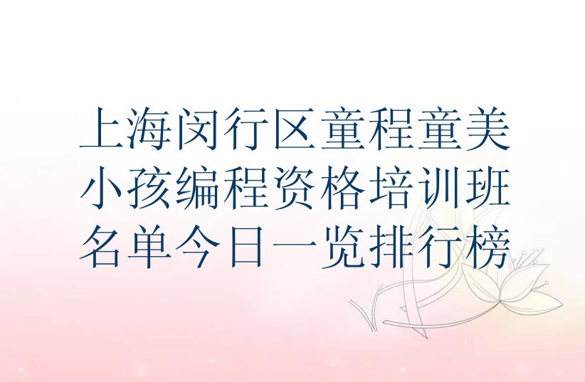 上海闵行区小孩编程培训学校