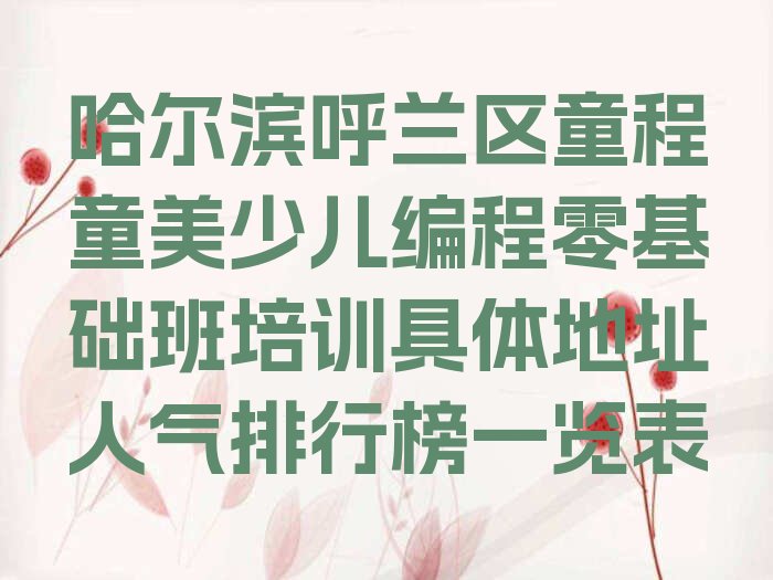 哈尔滨呼兰区少儿编程培训班