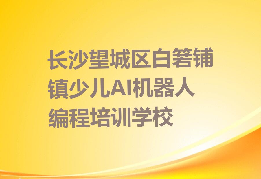 长沙望城区白箬铺镇少儿AI机器人编程培训学校