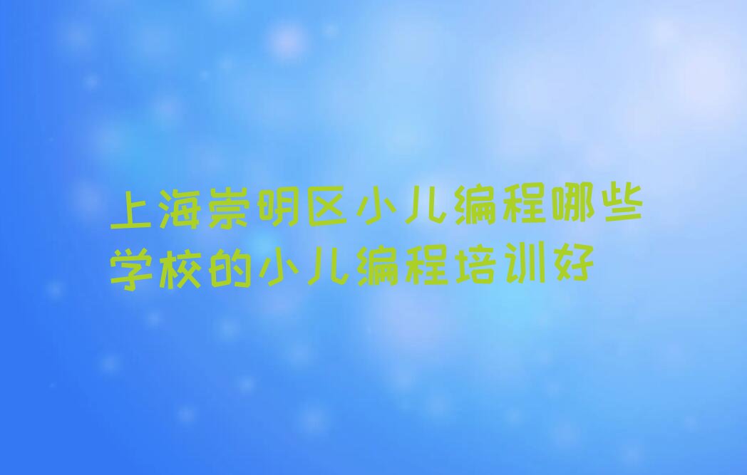 上海崇明区陈家镇小儿编程培训学校