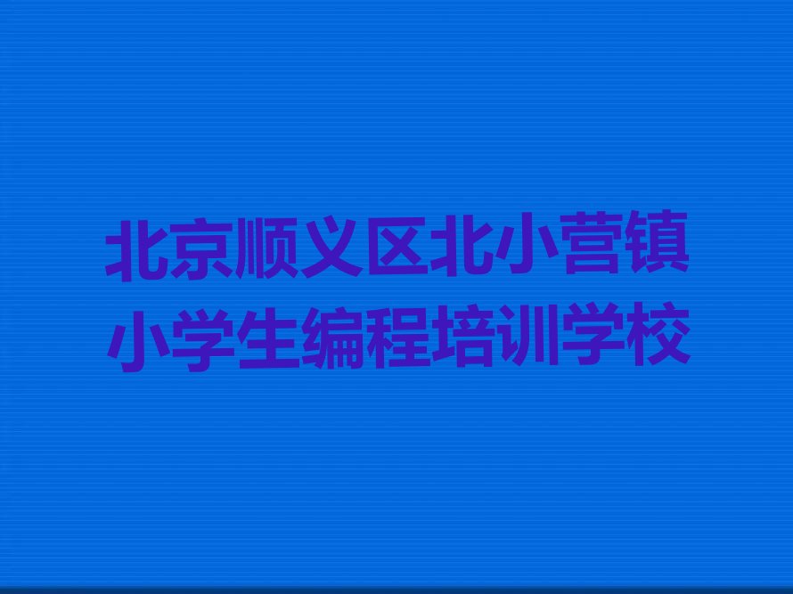 北京顺义区北小营镇小学生编程培训学校