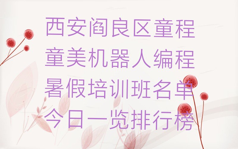 西安阎良区机器人编程培训学校