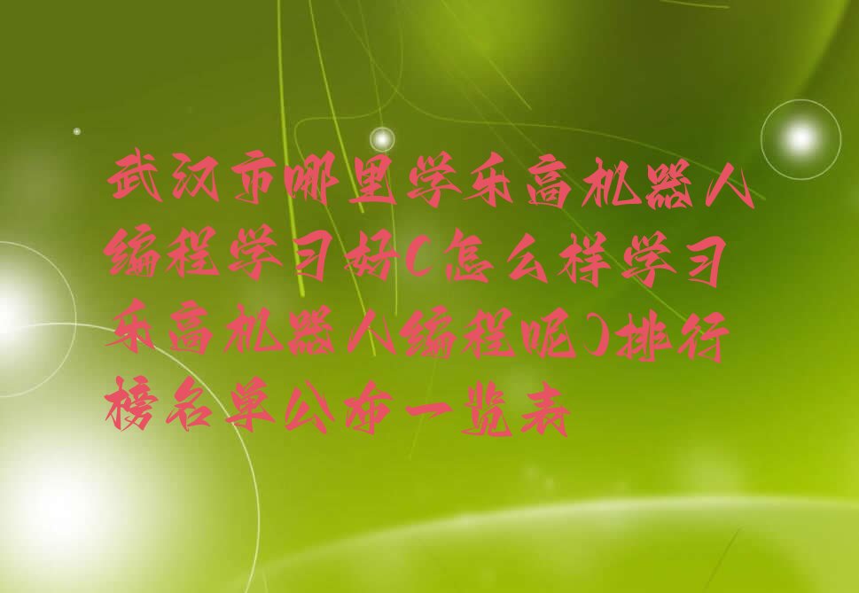 武汉洪山区青菱街道乐高机器人编程培训学校