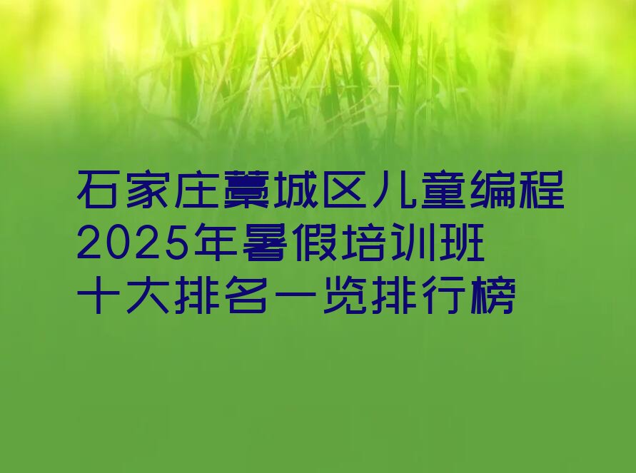 十大石家庄藁城区儿童编程2025年暑假培训班十大排名一览排行榜排行榜