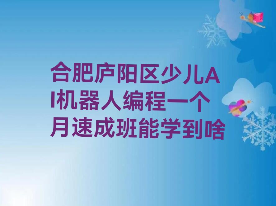 合肥庐阳区三孝口街道少儿AI机器人编程培训学校