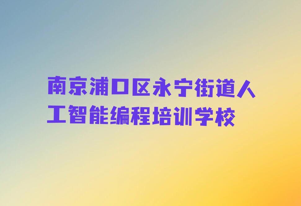 南京浦口区永宁街道人工智能编程培训学校