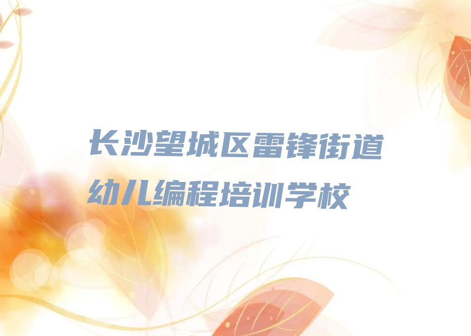 长沙望城区雷锋街道幼儿编程培训学校