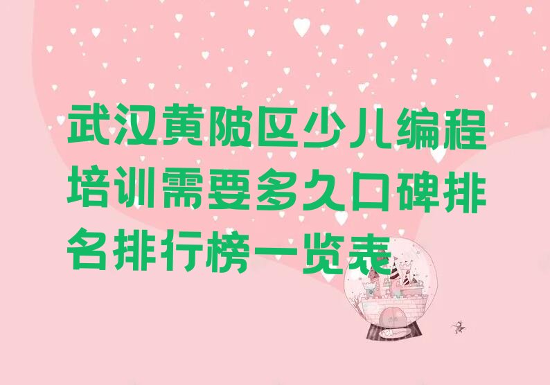 武汉黄陂区前川街道少儿编程培训学校