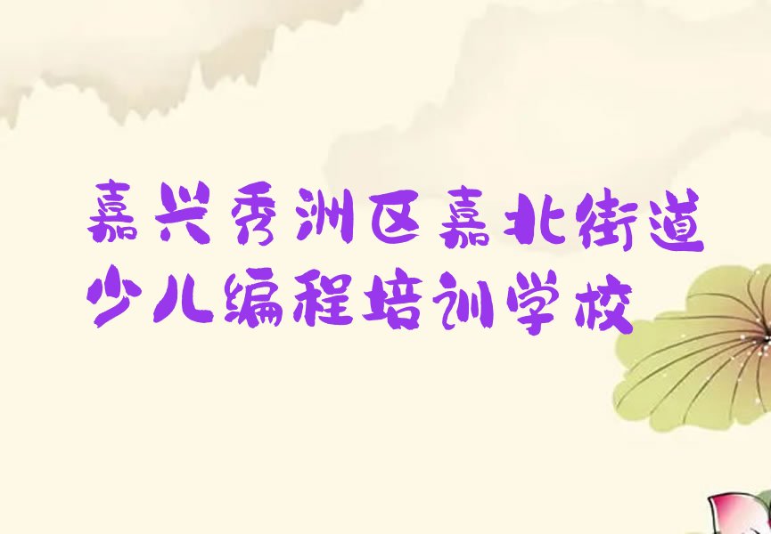 嘉兴秀洲区嘉北街道少儿编程培训学校