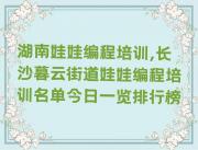 湖南娃娃编程培训,长沙暮云街道娃娃编程培训名单今日一览排行榜