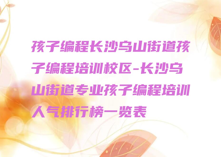 长沙少儿编程培训班