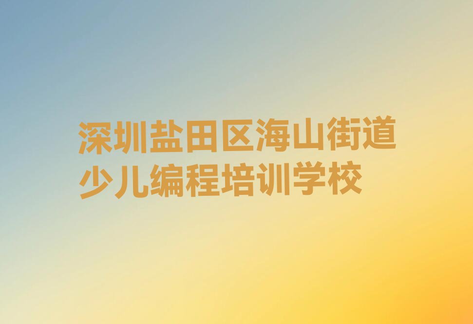 深圳盐田区海山街道少儿编程培训学校