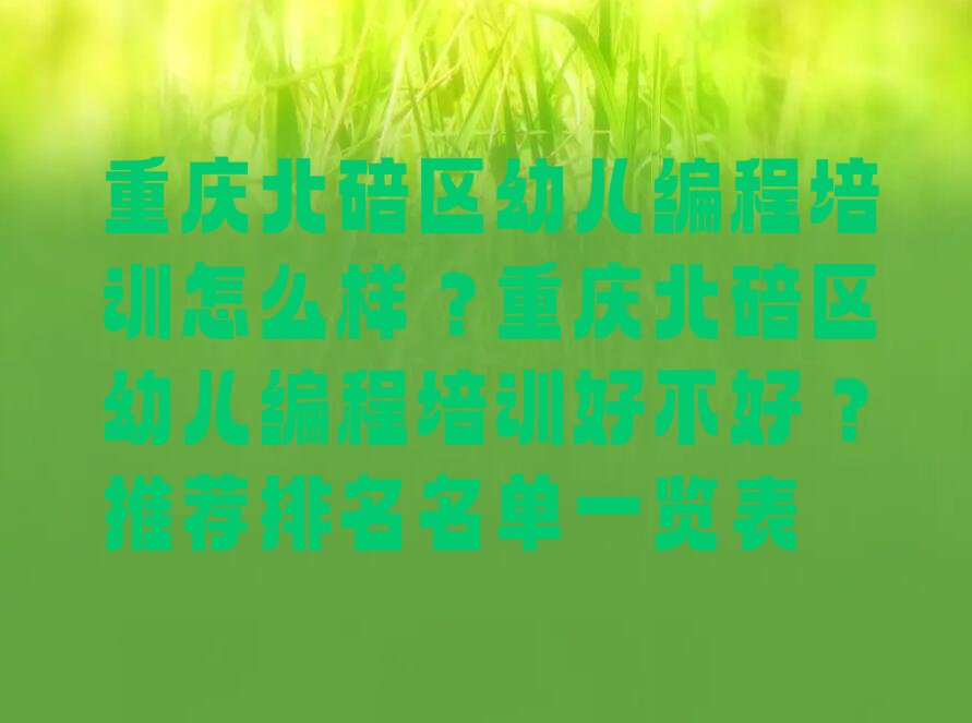 重庆北碚区少儿编程培训班