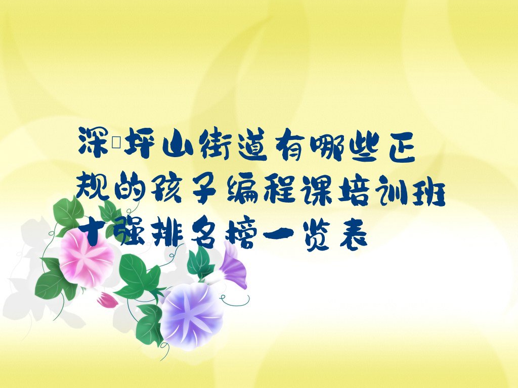 深圳坪山区少儿编程培训班