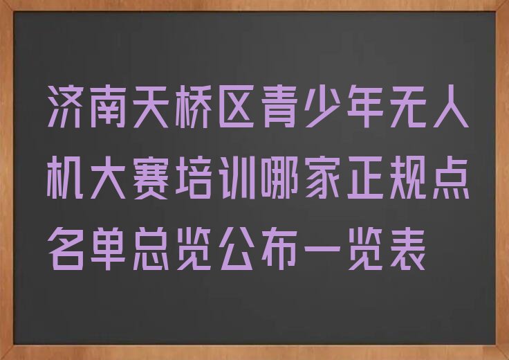 十大济南天桥区青少年无人机大赛培训哪家正规点名单总览公布一览表排行榜