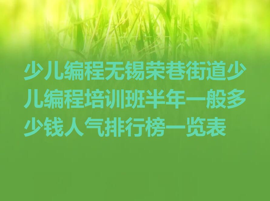 无锡滨湖区少儿编程培训学校