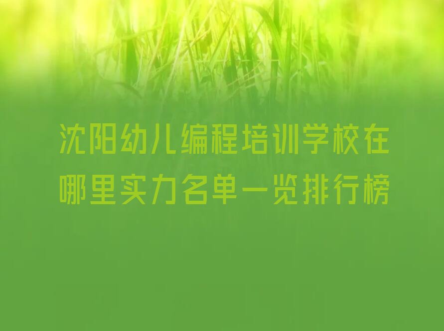 十大沈阳幼儿编程培训学校在哪里实力名单一览排行榜排行榜