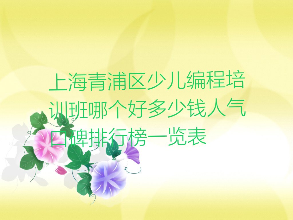 十大上海青浦区少儿编程培训班哪个好多少钱人气口碑排行榜一览表排行榜