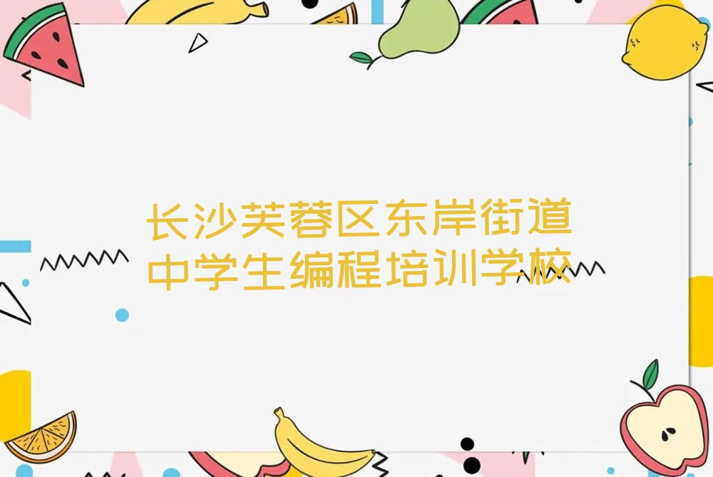 长沙芙蓉区东岸街道中学生编程培训学校