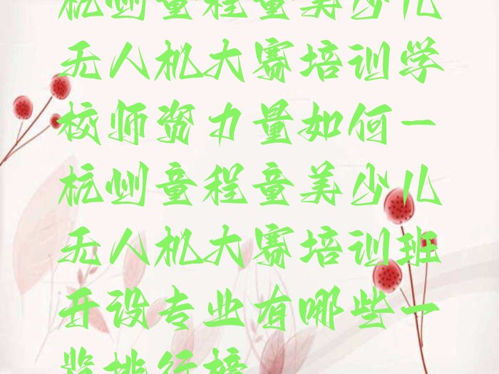 杭州少儿无人机大赛培训学校