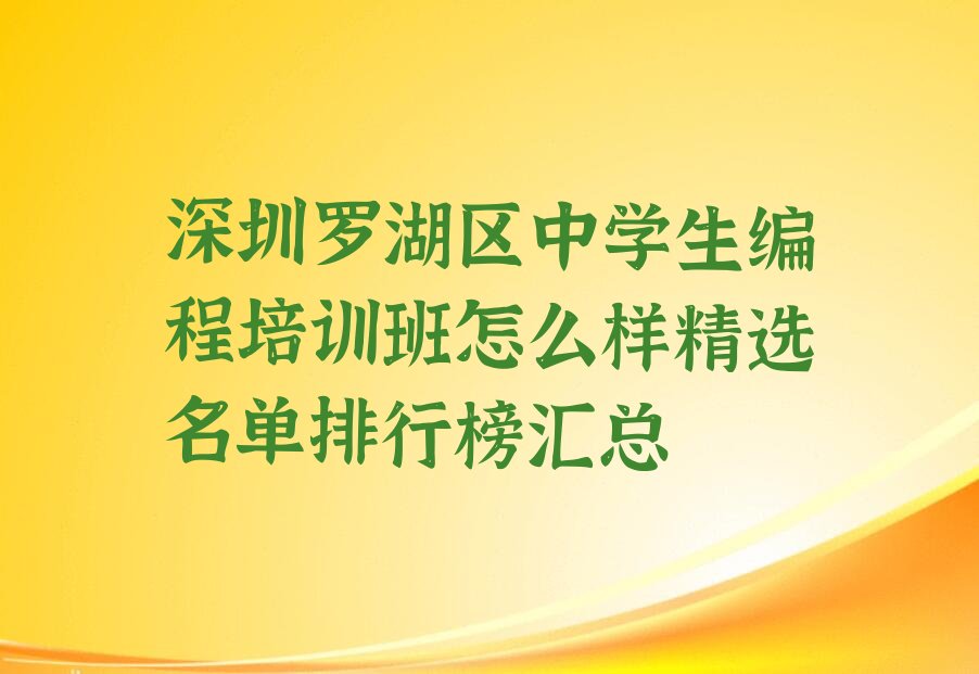 深圳罗湖区少儿编程培训