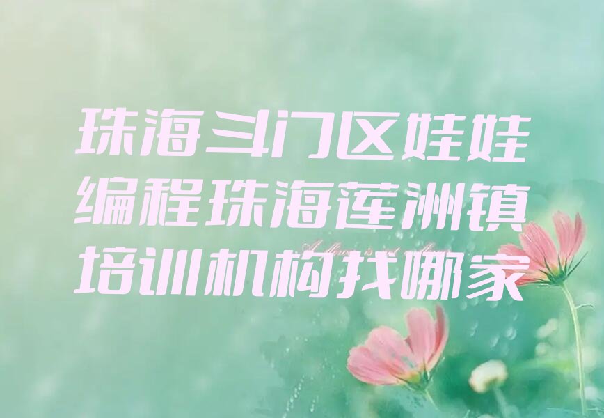 珠海斗门区少儿编程培训班