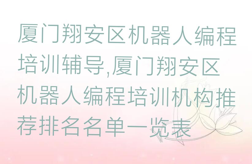 厦门翔安区机器人编程培训学校